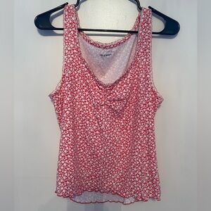 Old Navy Red and White Floral Tank Top